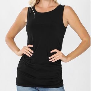 Black layering tank with side ruching
